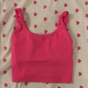 Vibrant Pink Knotted Strap Crop Top